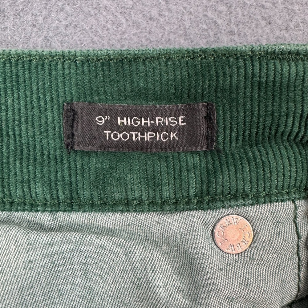 J. CREW Toothpick Womens 9" High-Rise corduroy ankle pants GREEN - 26 - Picture 5 of 7
